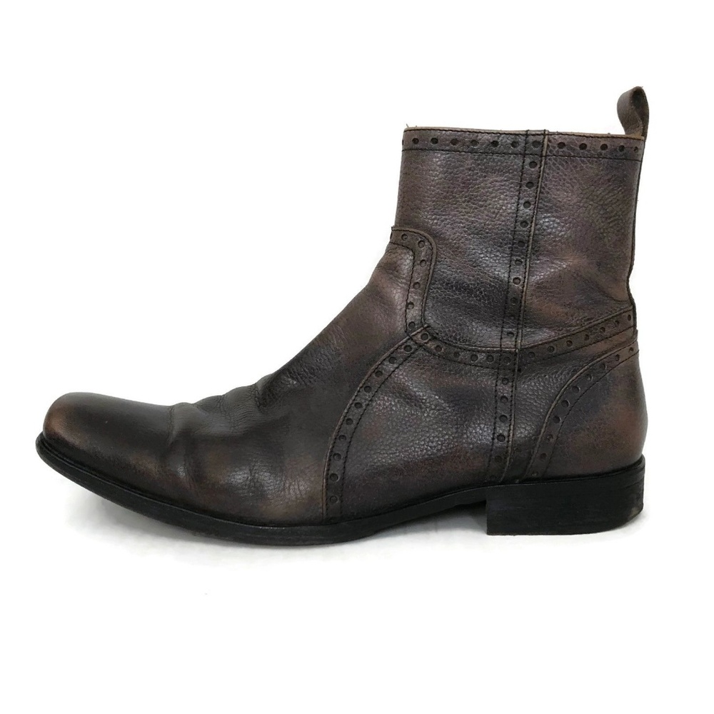 Vero Cuoio Blokes Ankle Boots Distressed Leather - Picture 3 of 8